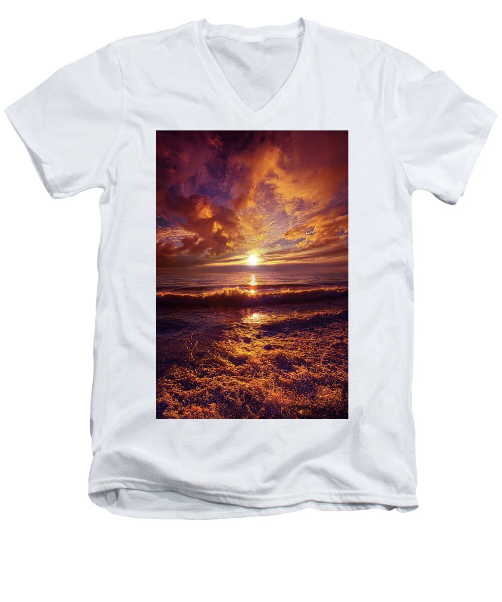 Clouds Men's V-Neck T-Shirt featuring the photograph Toward The Far Reaches by Phil Koch