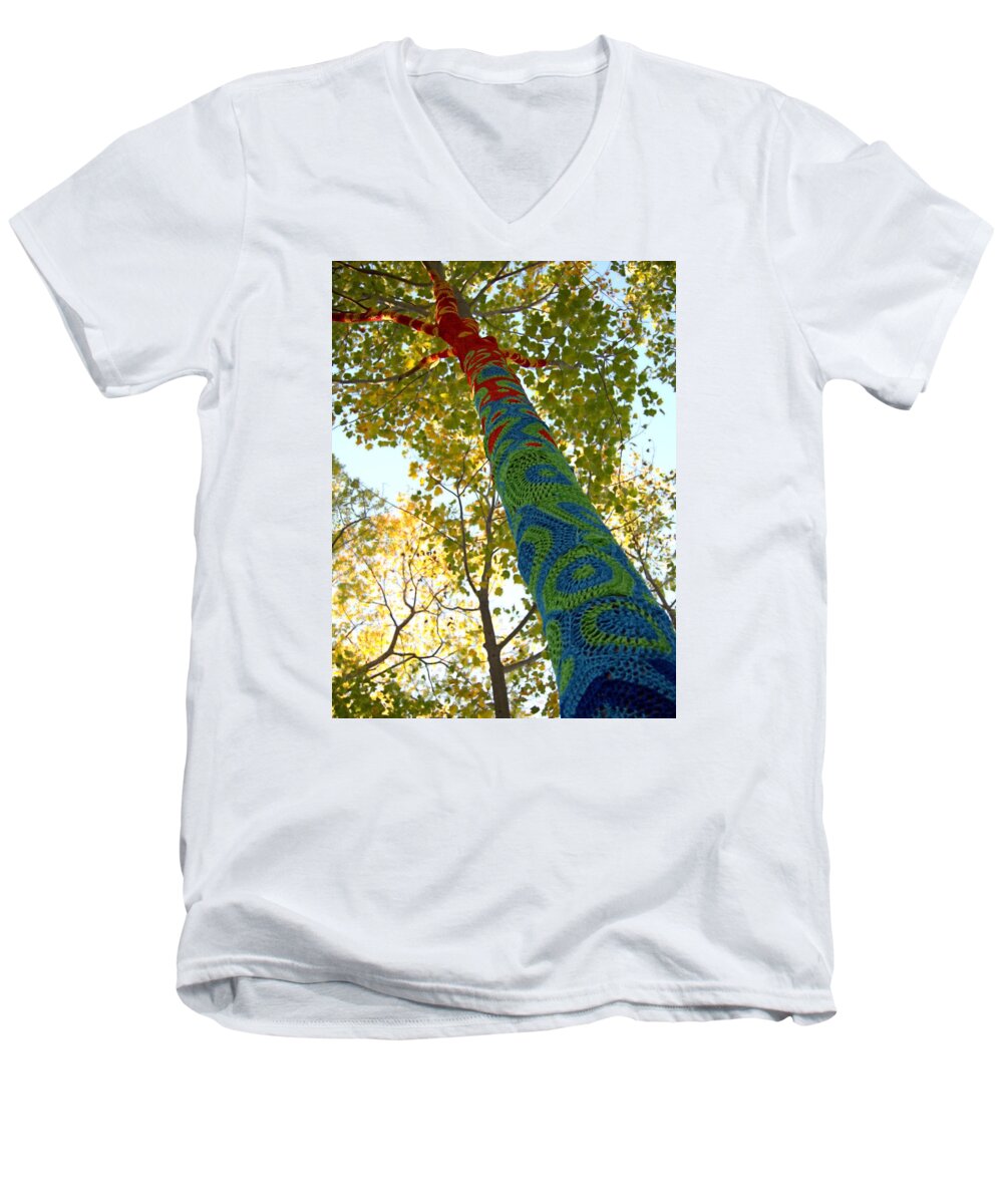 Fall Men's V-Neck T-Shirt featuring the photograph Tree Crochet by Newwwman