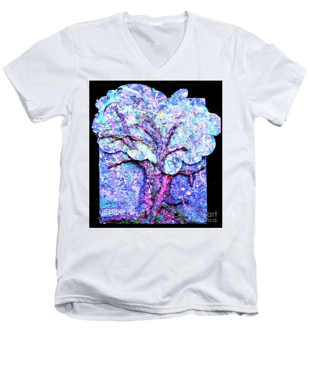 Tree Men's V-Neck T-Shirt featuring the painting Tree Menagerie by Genevieve Esson