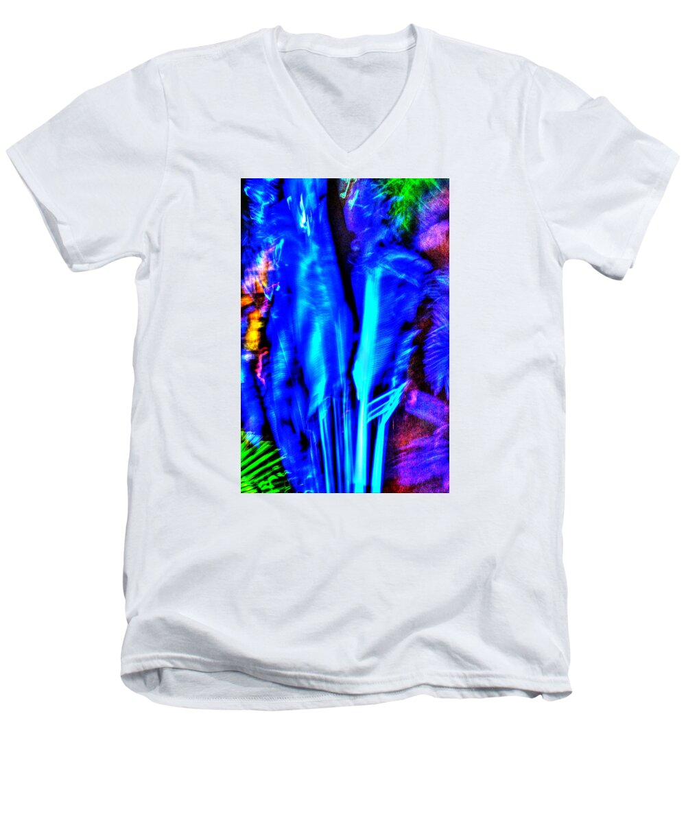 Light Show Men's V-Neck T-Shirt featuring the photograph Tropical Lightshow by Richard Ortolano