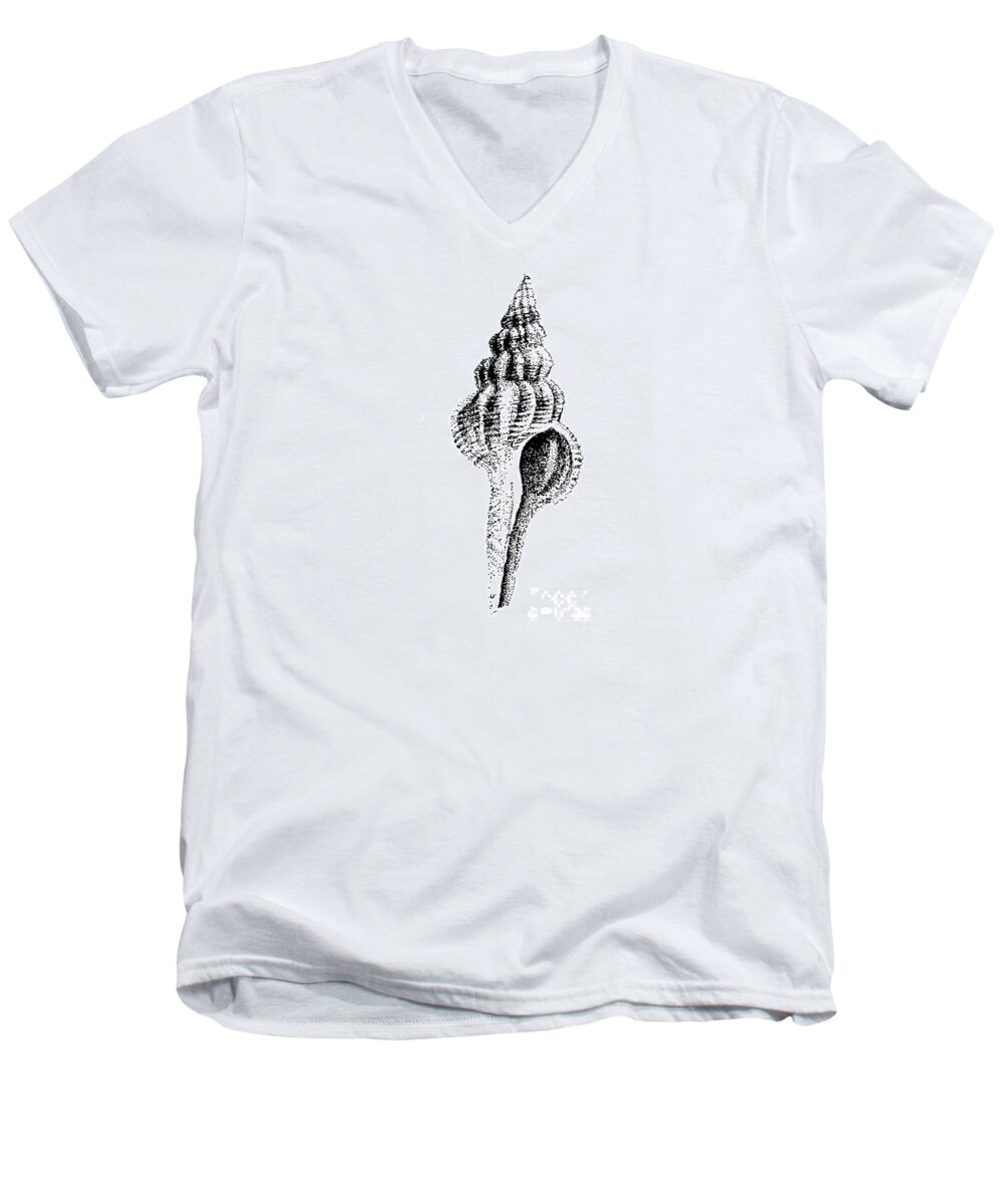 Sea Shell Men's V-Neck T-Shirt featuring the drawing twirly Shell by Shelley Myers