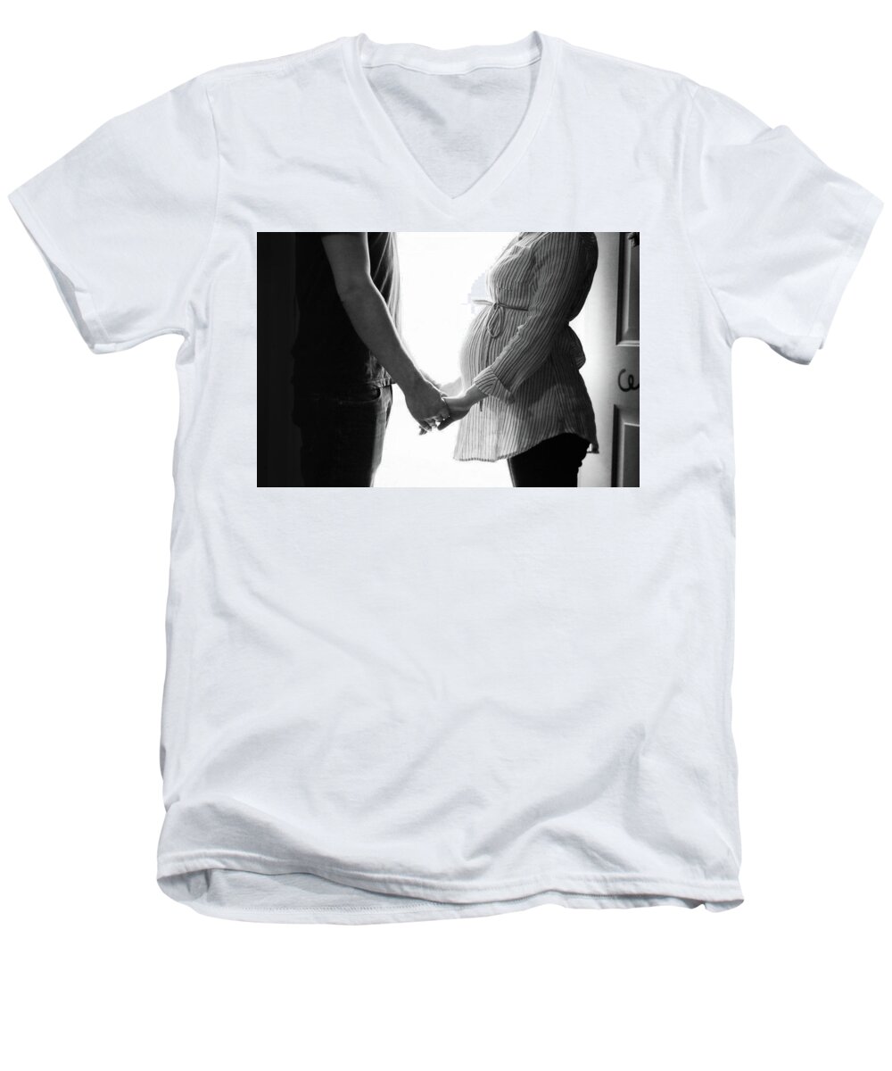 Kelly Hazel Men's V-Neck T-Shirt featuring the photograph Two Becomes Three by Kelly Hazel