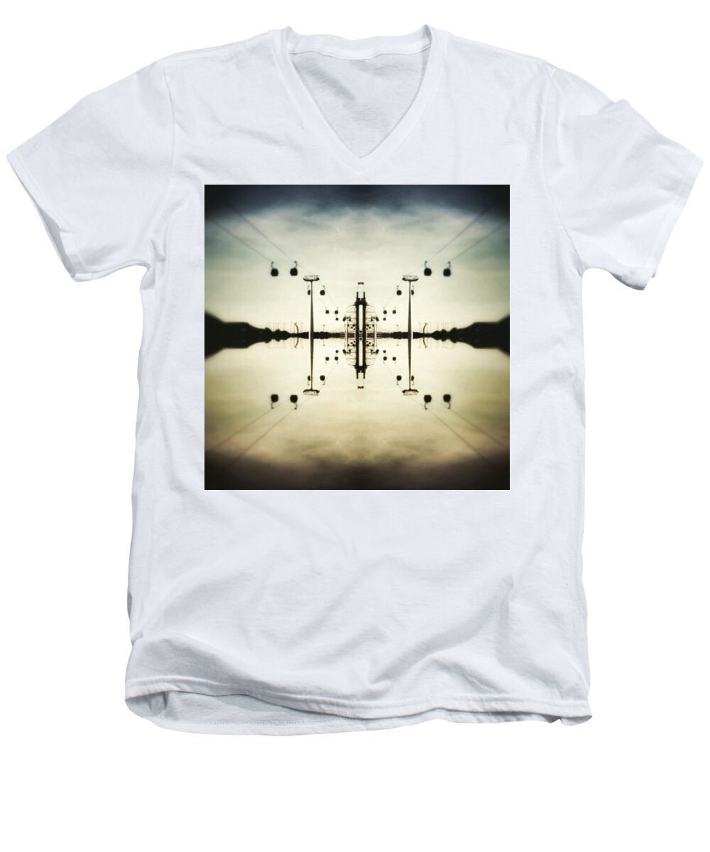 Teleferico Men's V-Neck T-Shirt featuring the photograph Up In The Sky by Jorge Ferreira