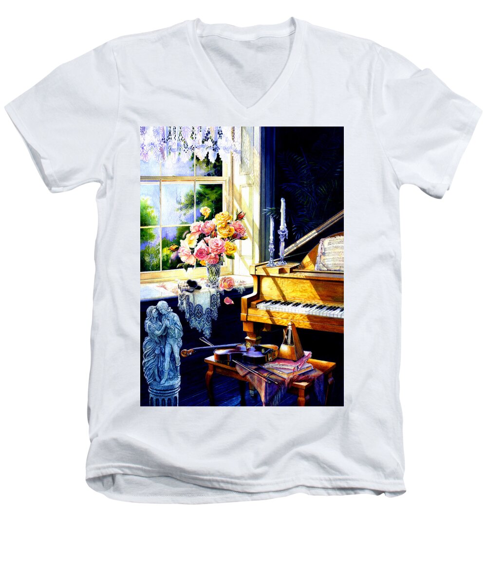 Flowers Men's V-Neck T-Shirt featuring the painting Virginia Waltz by Hanne Lore Koehler