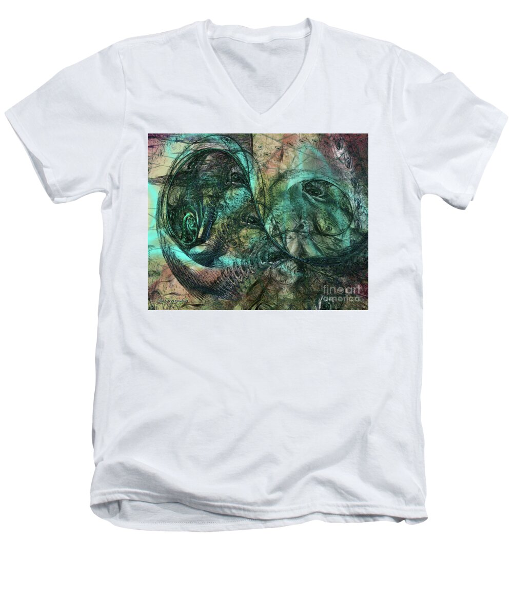 Virus Men's V-Neck T-Shirt featuring the digital art Virulent Germination by Rhonda Strickland
