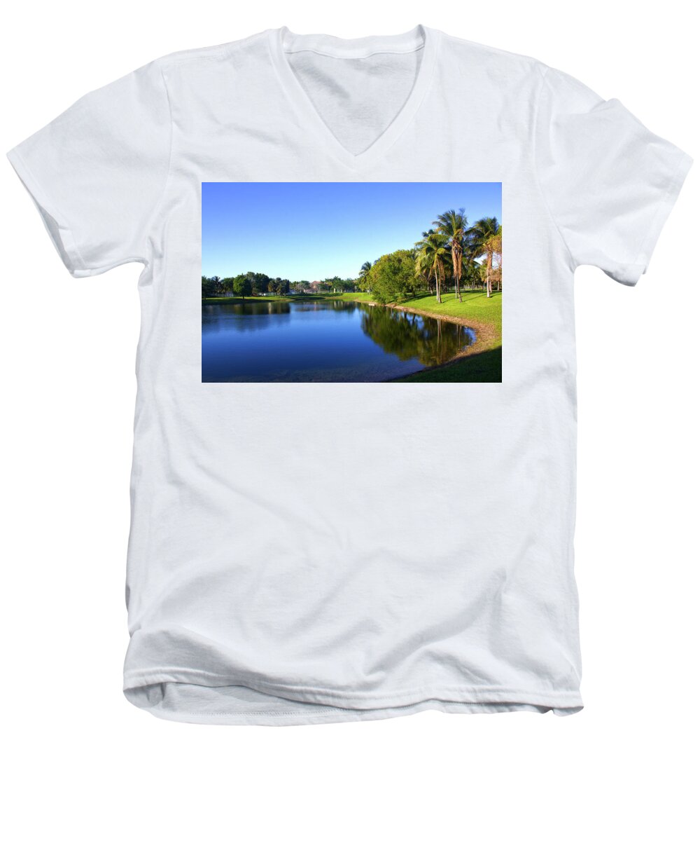 Vista Men's V-Neck T-Shirt featuring the photograph Park Vista Series 4699 by Carlos Diaz