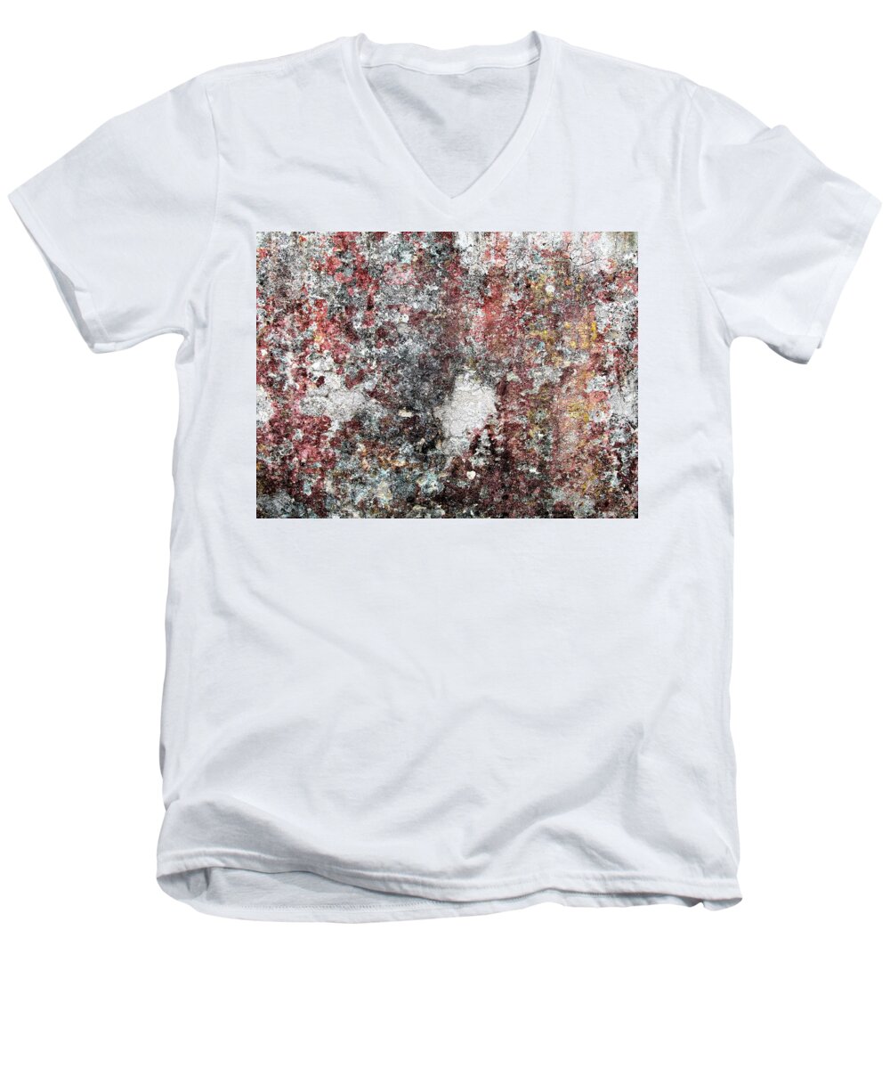 Texture Men's V-Neck T-Shirt featuring the photograph Wall Abstract 103 by Maria Huntley