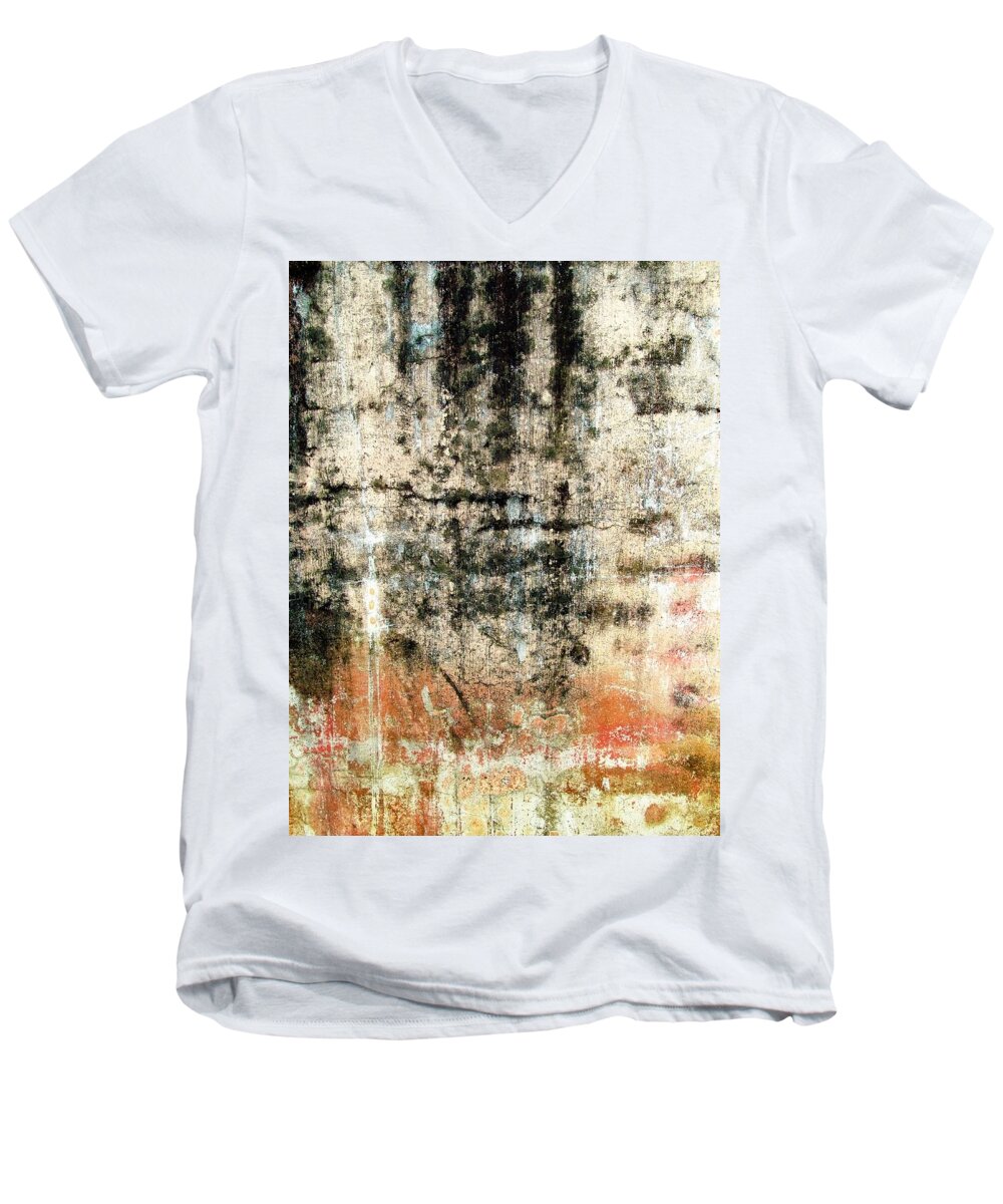 Texture Men's V-Neck T-Shirt featuring the photograph Wall Abstract 182 by Maria Huntley