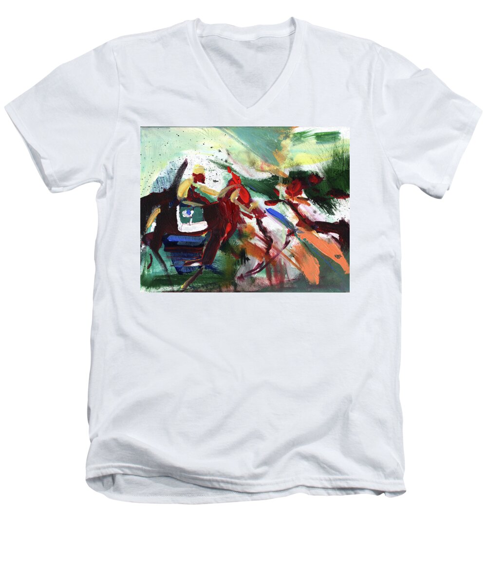 John Gholson Jr Men's V-Neck T-Shirt featuring the painting Warm Up by John Gholson