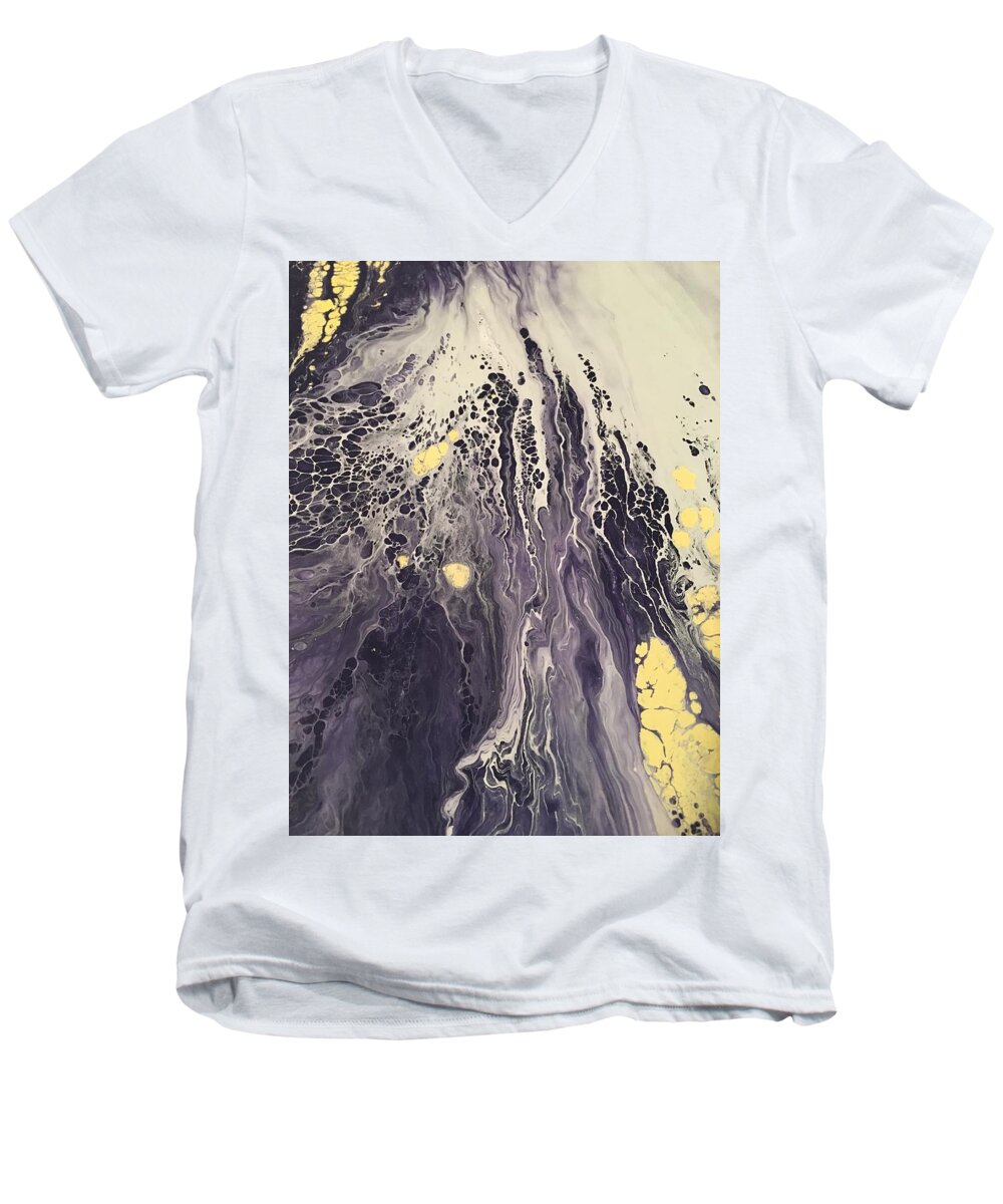 Abstract Men's V-Neck T-Shirt featuring the painting Wave by Soraya Silvestri