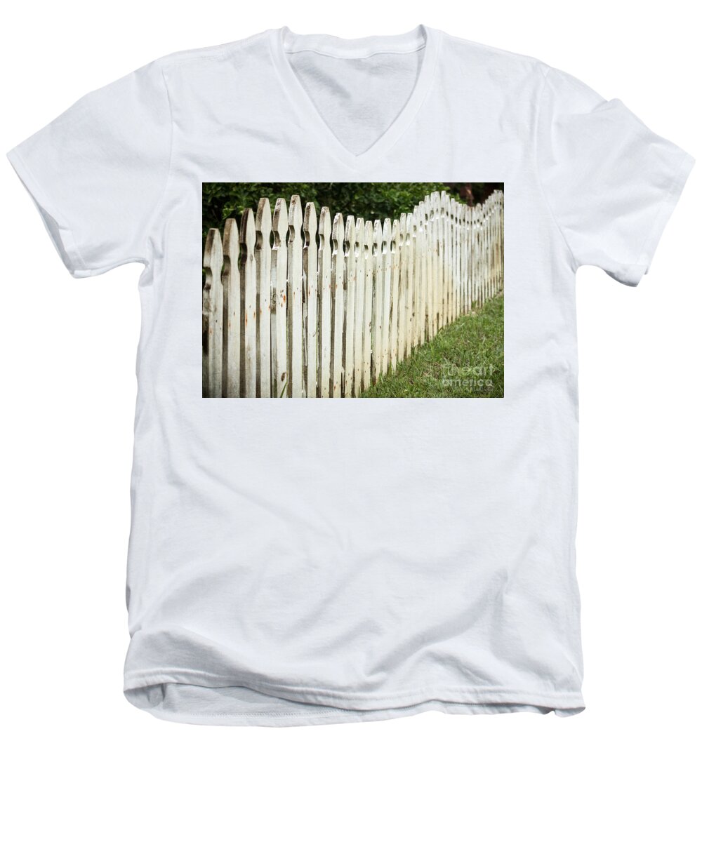 Florida Men's V-Neck T-Shirt featuring the photograph Weathered Fence by Todd Blanchard