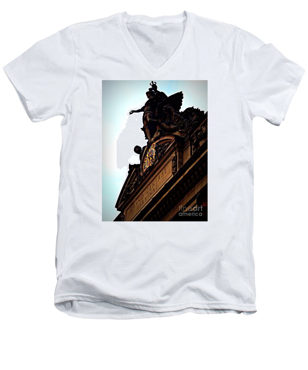 Grand Central Men's V-Neck T-Shirt featuring the photograph Welcome to Grand Central by James Aiken
