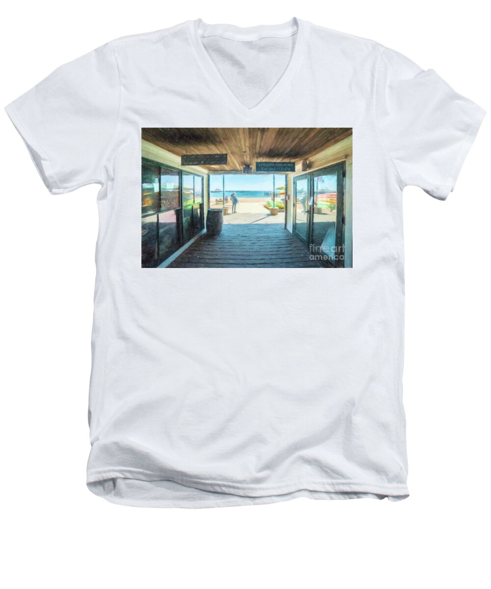 Provincetown Men's V-Neck T-Shirt featuring the photograph Whaler's Wharf by Michael James