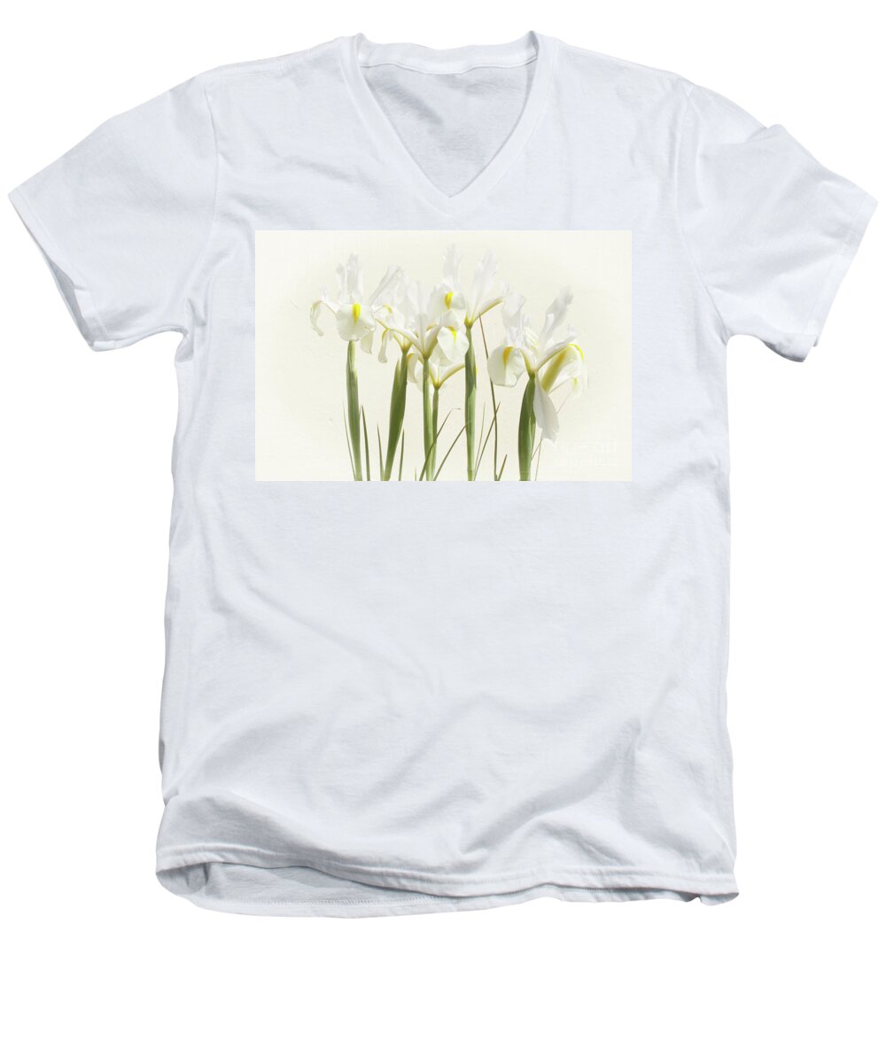 Flower Men's V-Neck T-Shirt featuring the photograph White Iris by Terri Waters