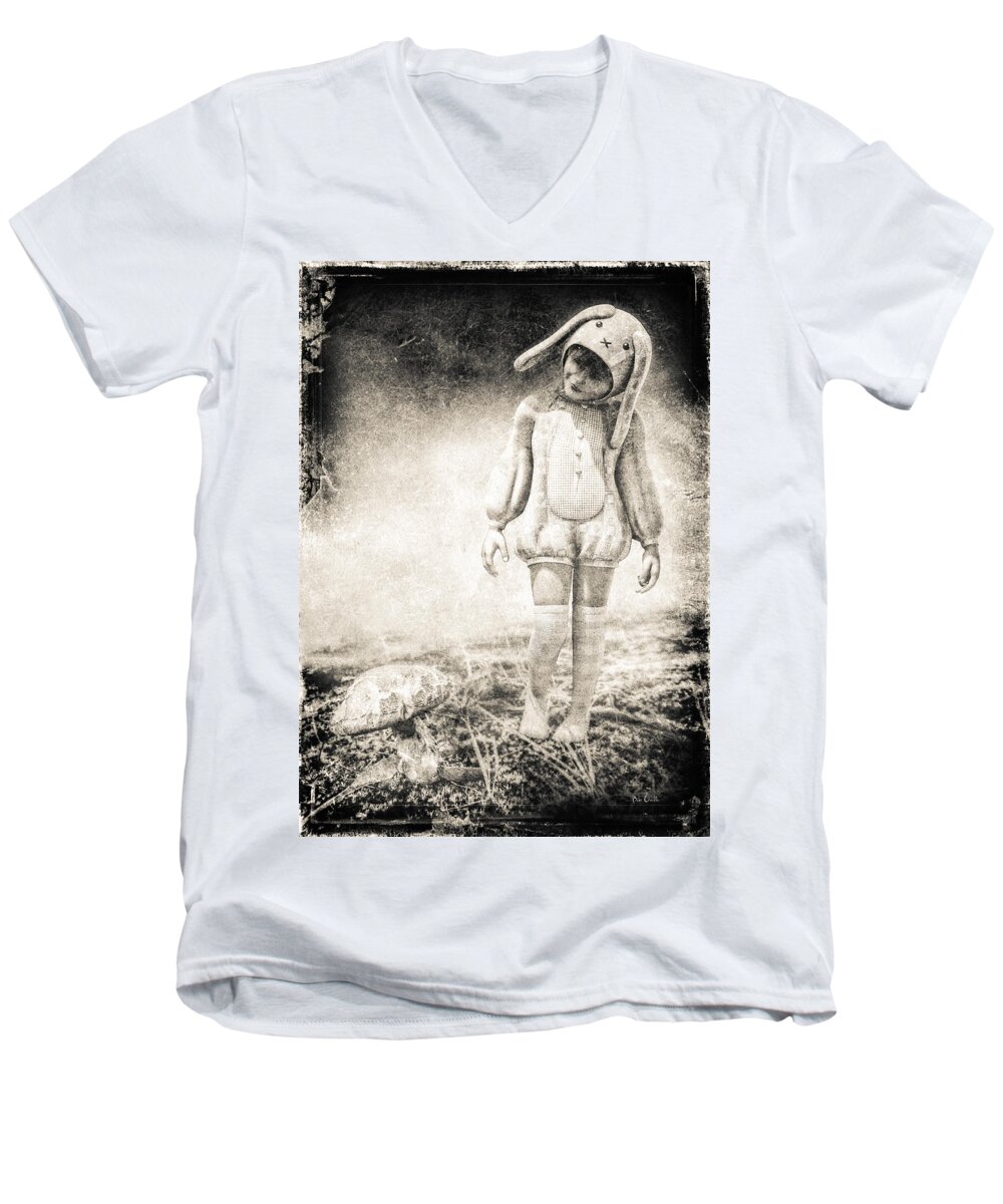 Landscape Men's V-Neck T-Shirt featuring the photograph White Rabbit by Bob Orsillo