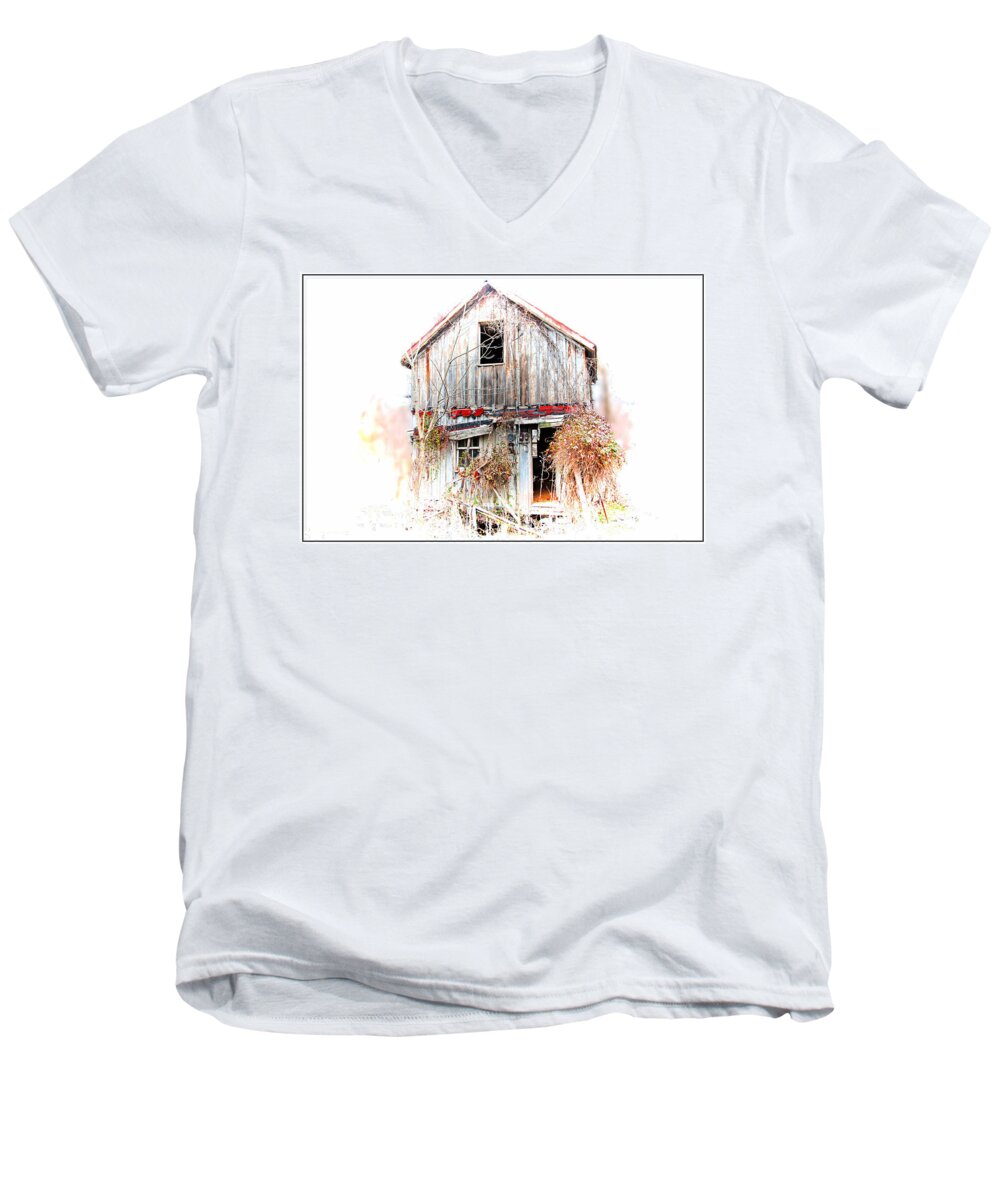 Abandoned Men's V-Neck T-Shirt featuring the photograph Whiteout in Opequon by Suzanne Stout