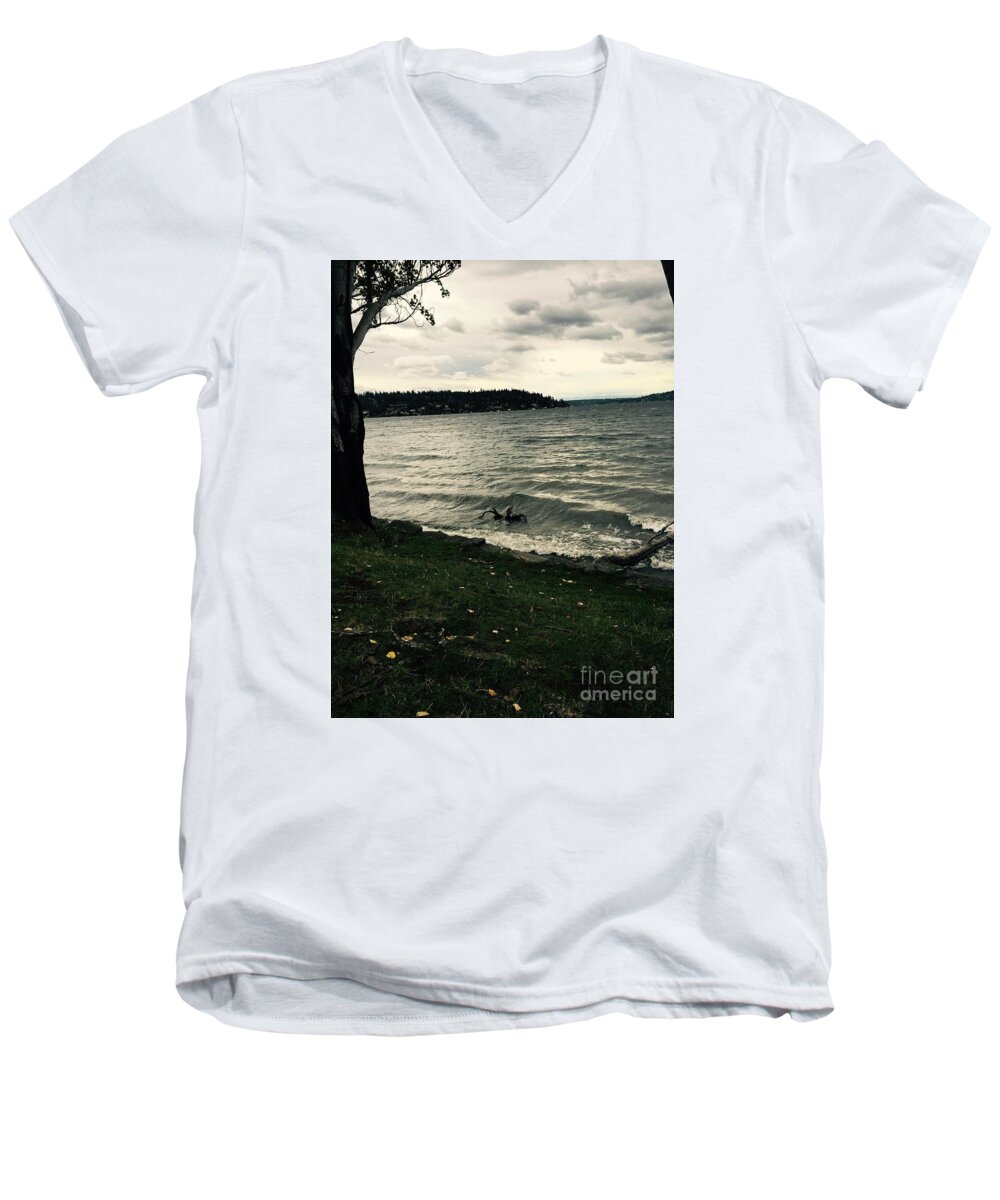 Wind Men's V-Neck T-Shirt featuring the photograph Wind followed by waves by LeLa Becker