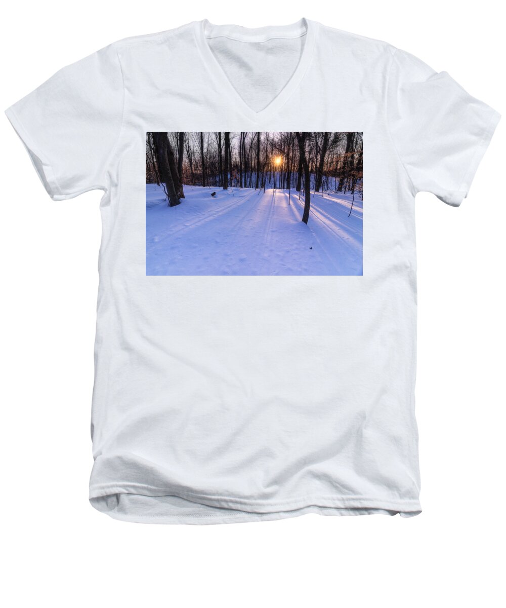 Trees Men's V-Neck T-Shirt featuring the photograph Winter Walks Continue by Craig Szymanski