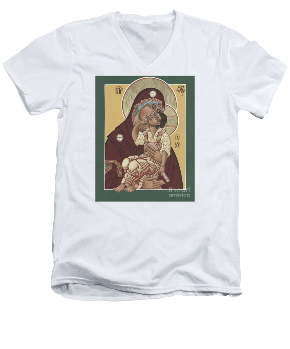 Yakhrom Icon Of The Mother Of God Men's V-Neck T-Shirt featuring the painting Yakhrom Icon of the Mother of God 258 by William Hart McNichols