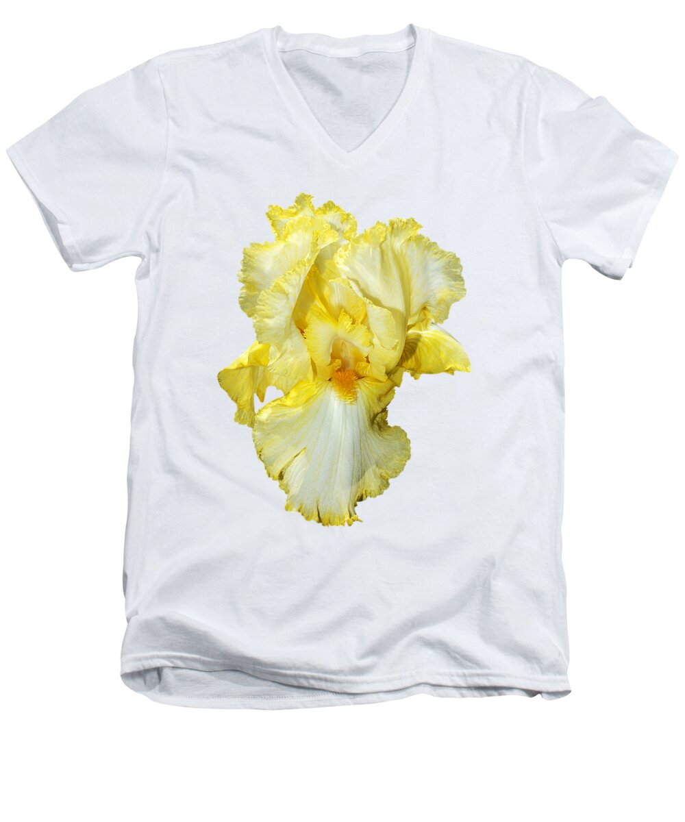Iris Flower Men's V-Neck T-Shirt featuring the photograph Yellow Mist Iris by Phyllis Denton
