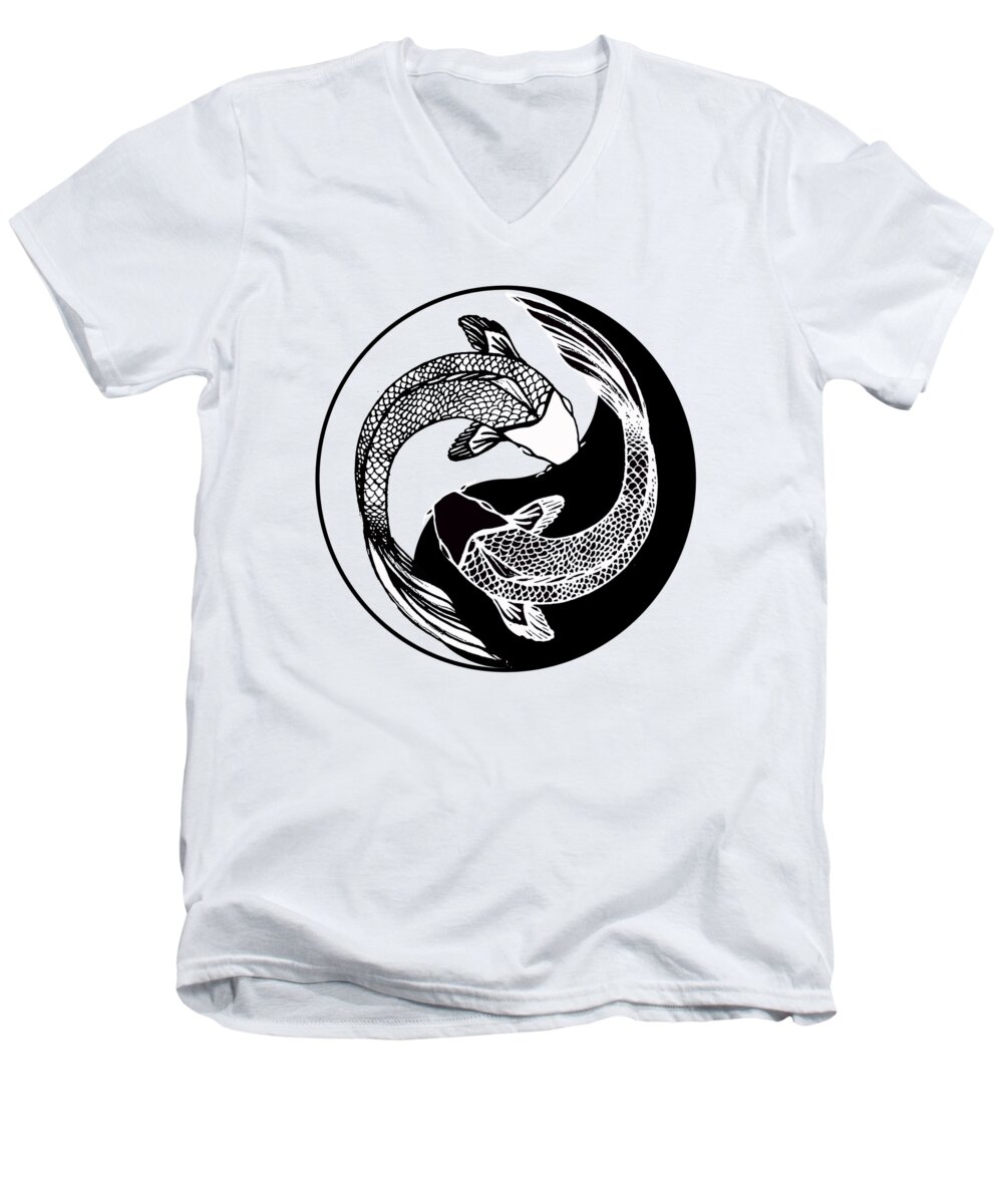Fish Men's V-Neck T-Shirt featuring the painting Yin Yang Fish by Stephen Humphries