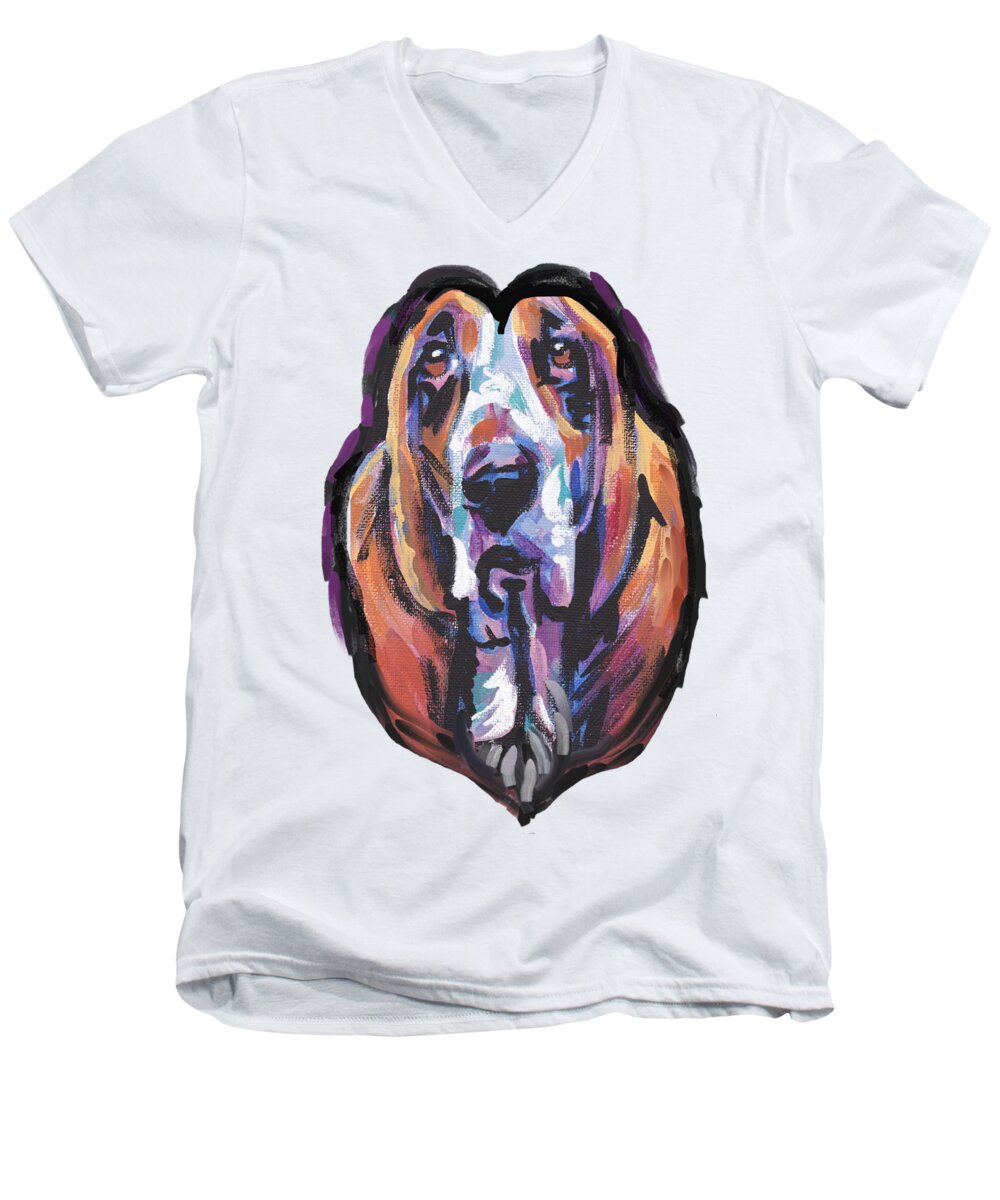 Basset Hound Men's V-Neck T-Shirt featuring the painting You Are My Basset Hound Heart by Lea