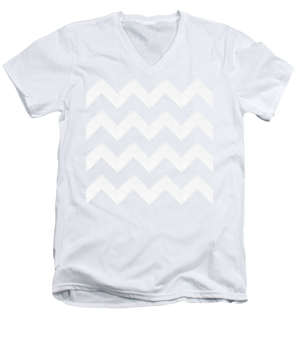 Zig Zag Men's V-Neck T-Shirt featuring the digital art Zig Zag - White - Transparent by Chuck Staley