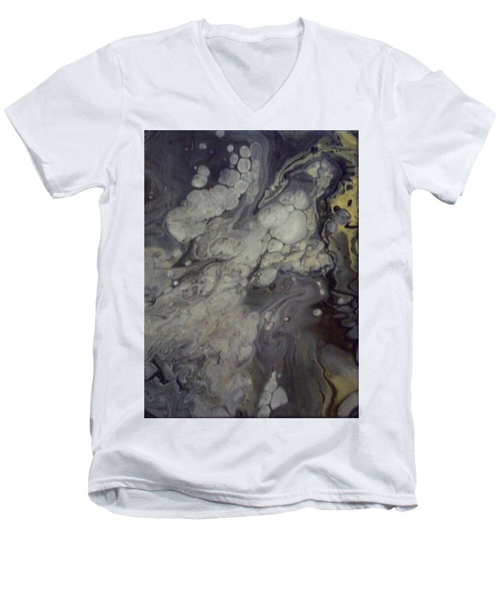 Abstract Men's V-Neck T-Shirt featuring the mixed media Abstract #1 by Stephen King