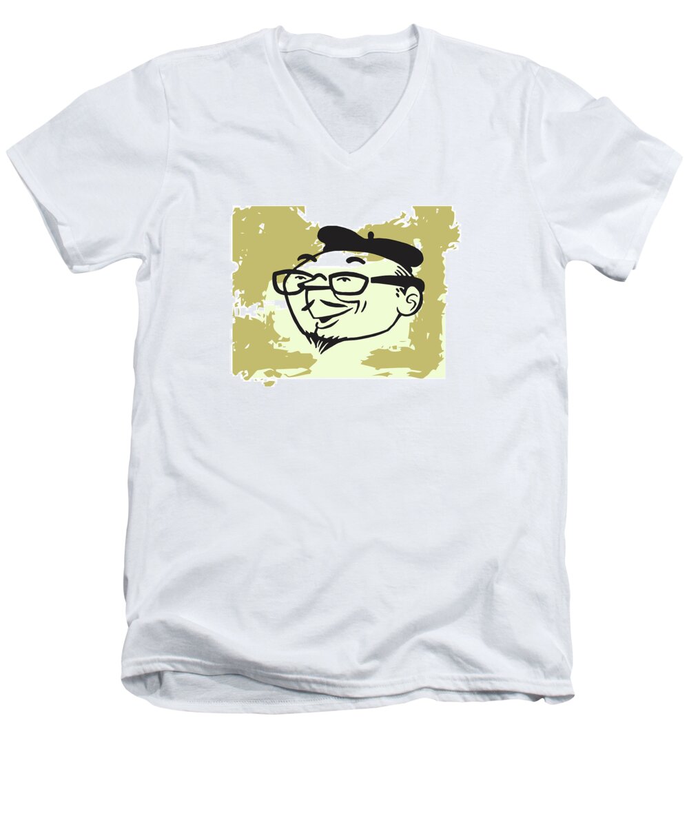 Accessories Men's V-Neck T-Shirt featuring the drawing Artist in Beret #1 by CSA Images