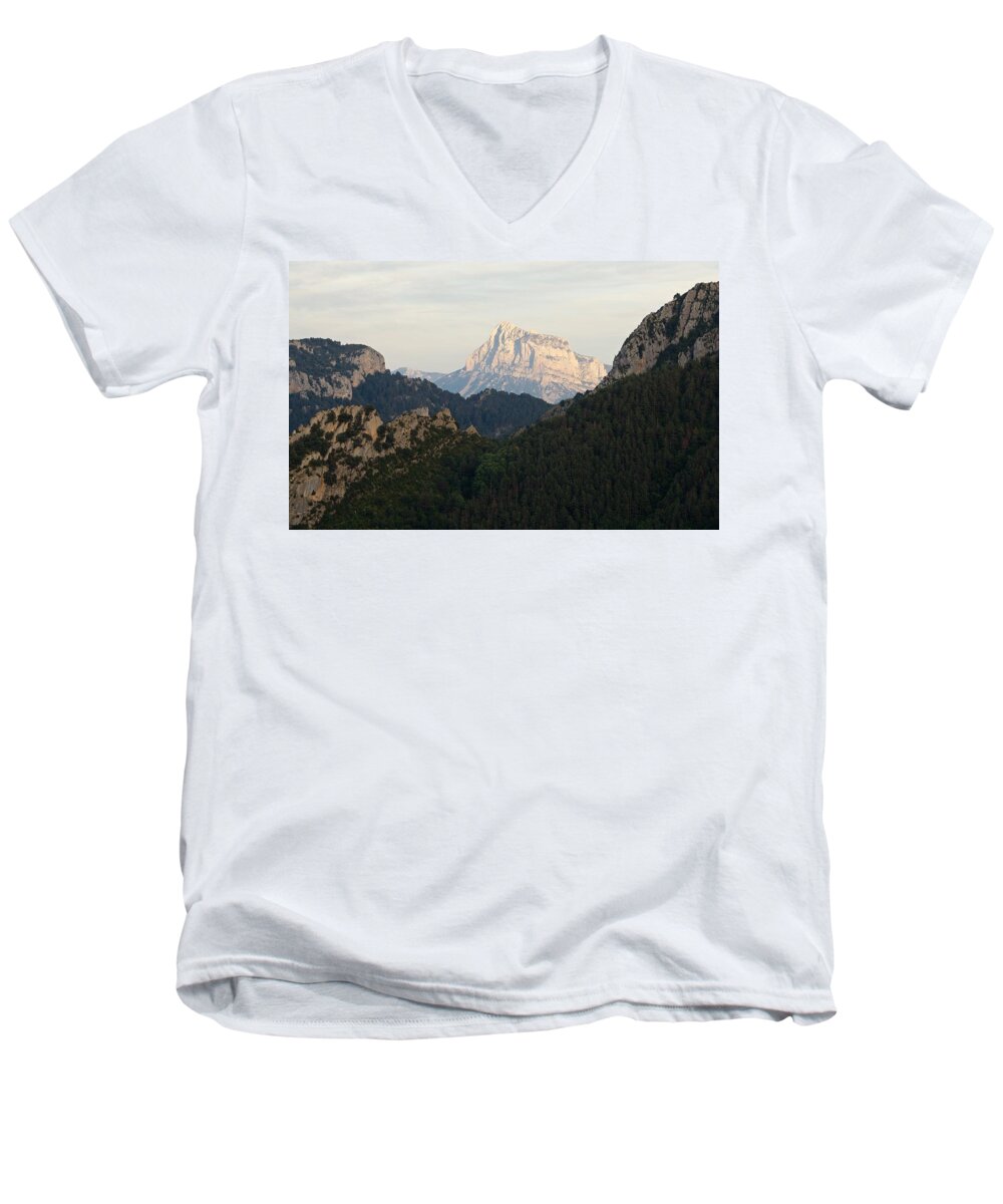 Pena Montanesa Men's V-Neck T-Shirt featuring the photograph Pena Montanesa #1 by Stephen Taylor