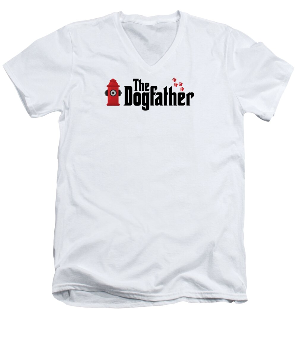 Dog Men's V-Neck T-Shirt featuring the digital art The Dogfather Dog Father Woof Puppy #3 by Mister Tee