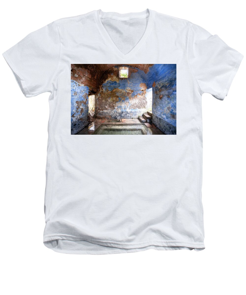 Urban Men's V-Neck T-Shirt featuring the photograph Abandoned Spa with Water by Roman Robroek