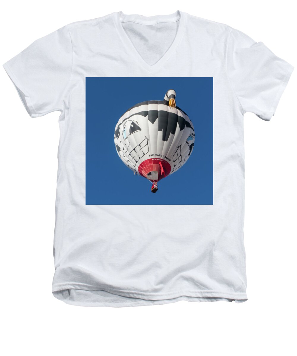 Albuquerque Men's V-Neck T-Shirt featuring the photograph Albuquerque Balloon Fiesta 2016 - 62 by Patricia Gould