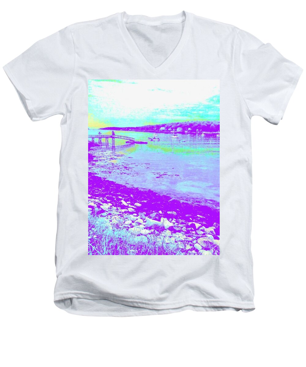 Photo Stream Men's V-Neck T-Shirt featuring the photograph Along the Purple Cove by Debra Grace Addison