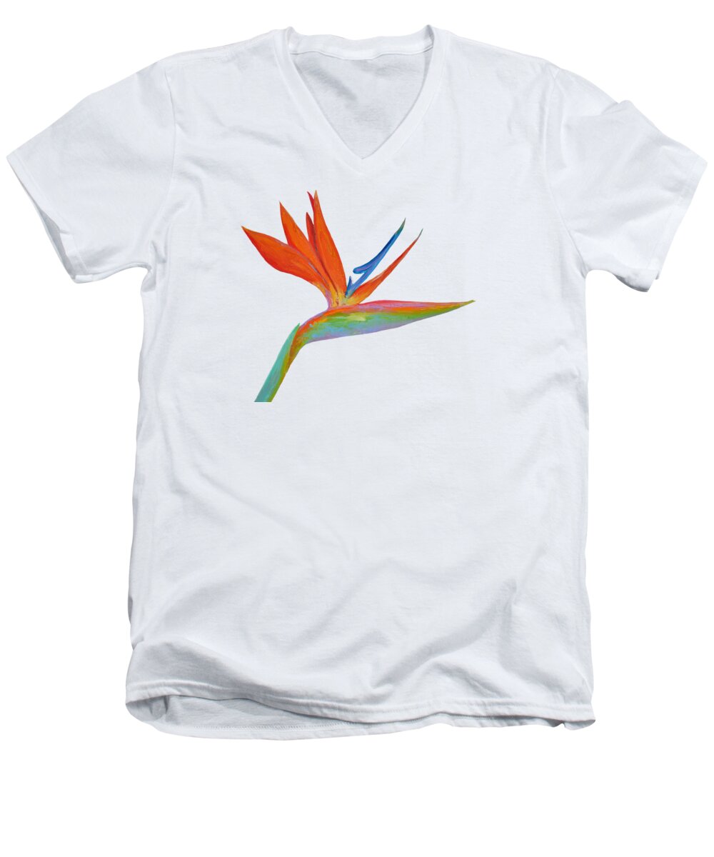 Bird Of Paradise Flower Men's V-Neck T-Shirt featuring the painting Bird of Paradise flower by Jan Matson