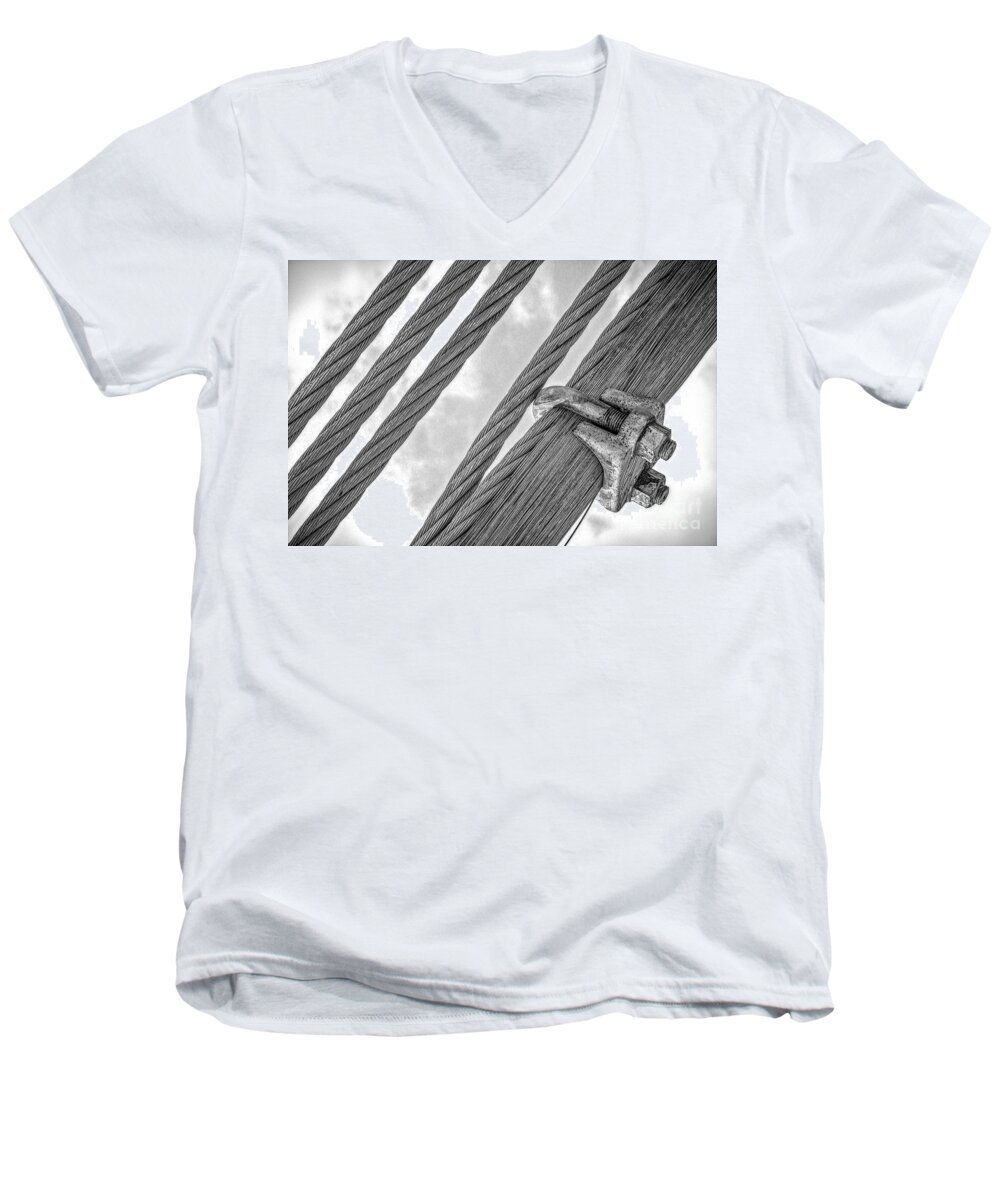 Bridge Cables Men's V-Neck T-Shirt featuring the photograph Bridge Cables by Imagery by Charly