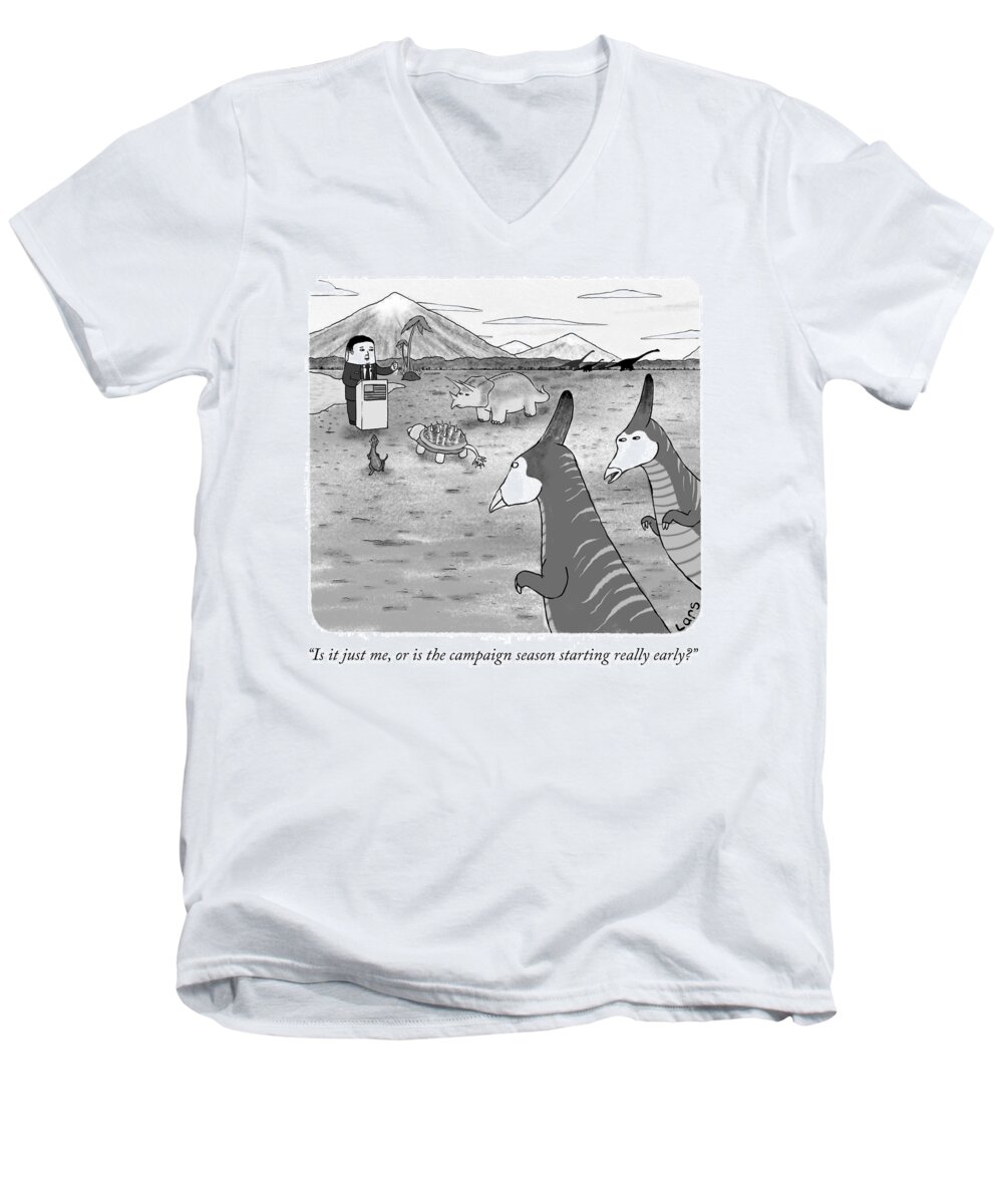 Is It Just Me Men's V-Neck T-Shirt featuring the drawing Campaign Season by Lars Kenseth