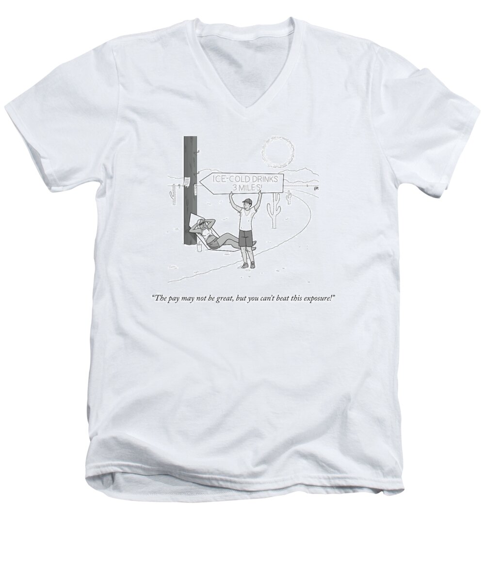 The Pay May Not Be Great Men's V-Neck T-Shirt featuring the drawing Can't Beat This Exposure by Lila Ash