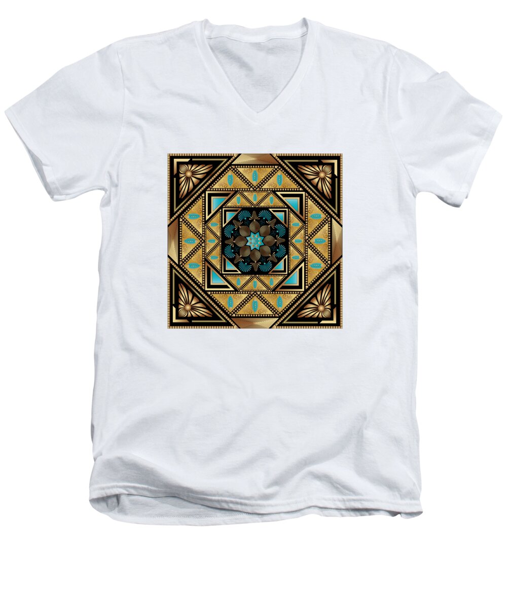 Mandala Graphic Men's V-Neck T-Shirt featuring the digital art Circumplexical N0 3640 by Alan Bennington