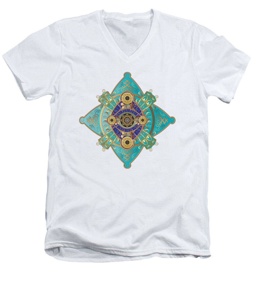Mandala Men's V-Neck T-Shirt featuring the digital art Circumplexical No 3698 by Alan Bennington