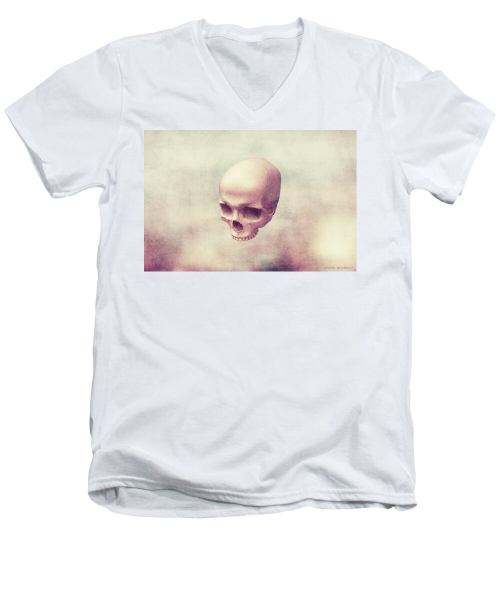 Skull Men's V-Neck T-Shirt featuring the digital art Classical Levity by Joseph Westrupp