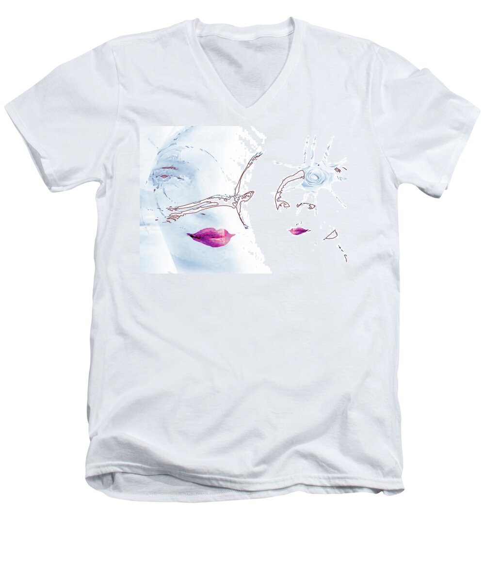 Face Men's V-Neck T-Shirt featuring the digital art Clear Vision by Alexandra Vusir