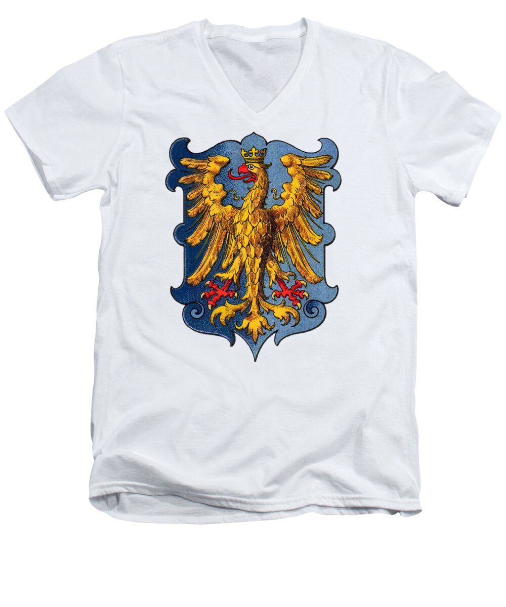 Friul Men's V-Neck T-Shirt featuring the drawing Coat of Arms of the Duchy of Friuli by Helga Novelli