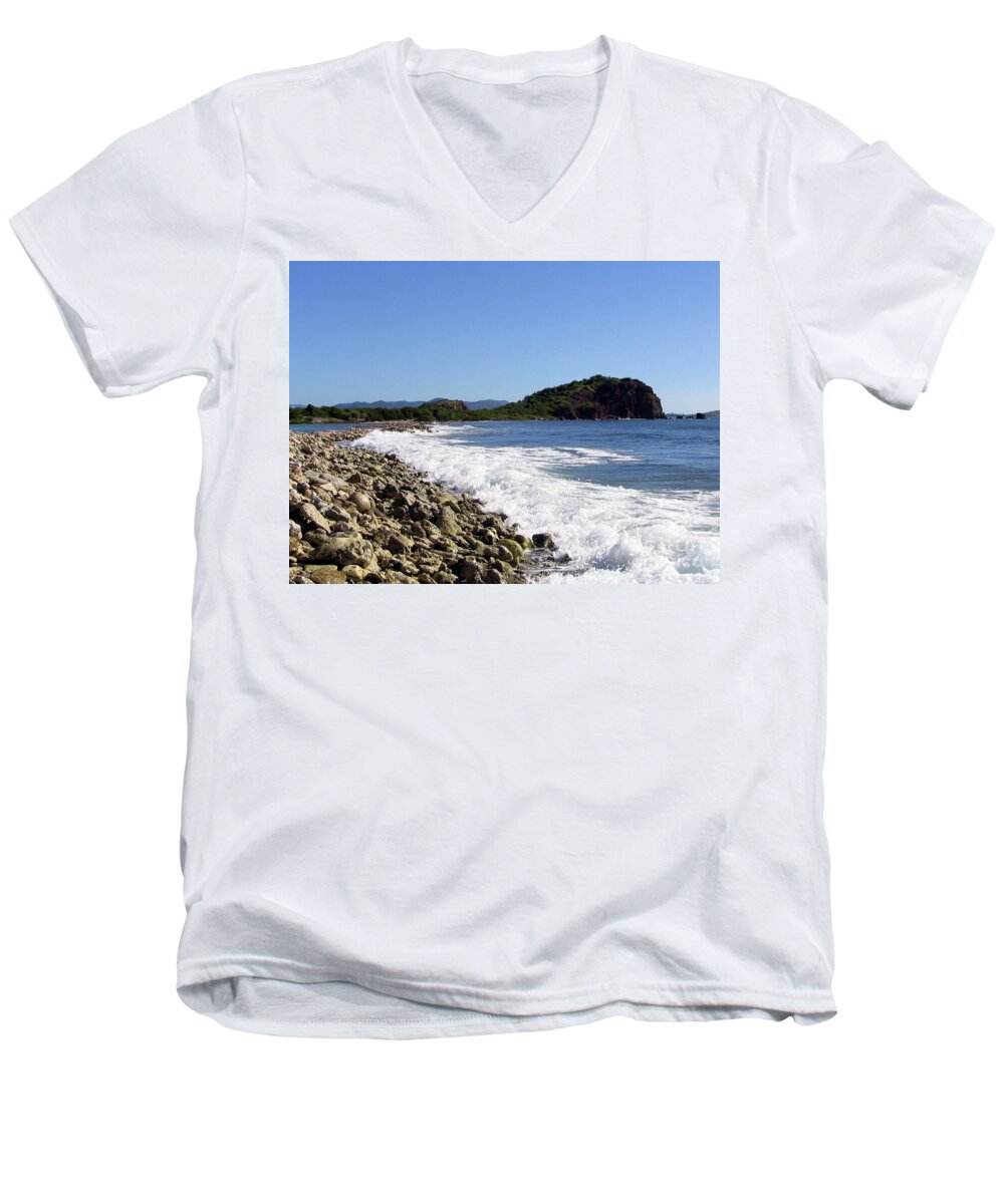 Coral Barrier In St. Thomas Men's V-Neck T-Shirt featuring the photograph Coral Barrier In St. Thomas by Barbra Telfer
