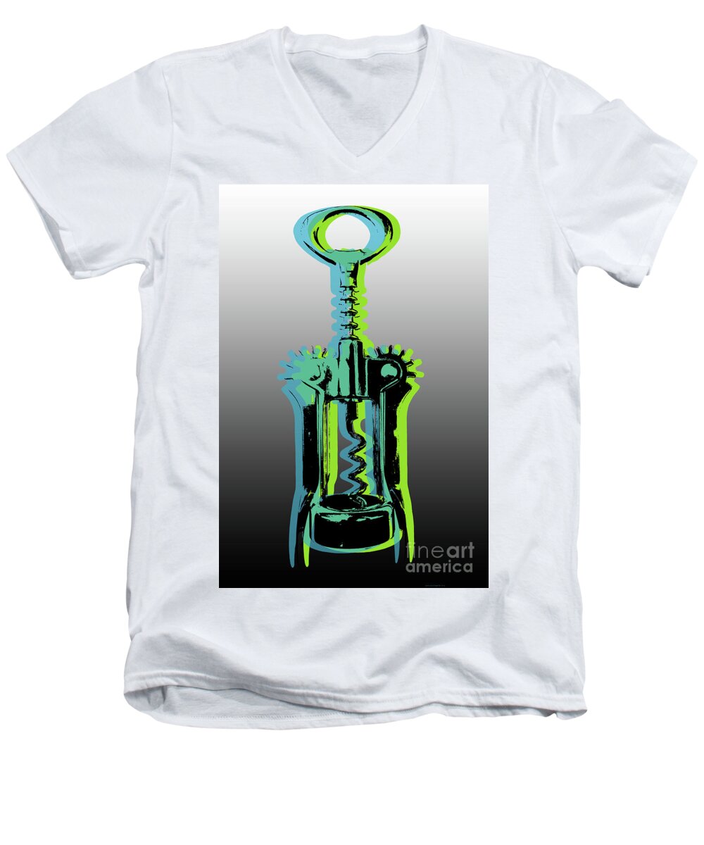 Corkscrew Men's V-Neck T-Shirt featuring the digital art Corkscrew 2 by Jean luc Comperat