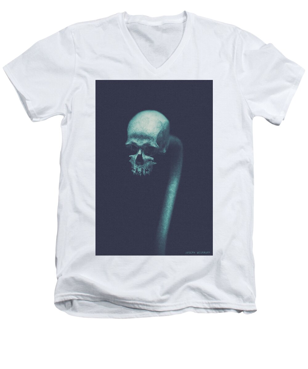 Skull Men's V-Neck T-Shirt featuring the photograph Cranium Ophidian by Joseph Westrupp