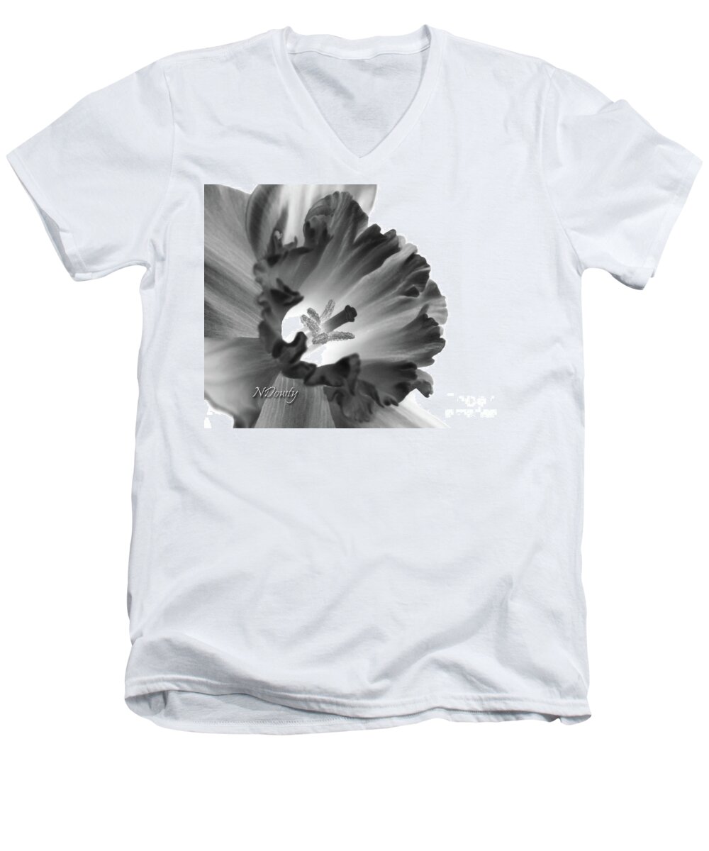 Daffodil Cornered Men's V-Neck T-Shirt featuring the photograph Daffodil Cornered by Natalie Dowty