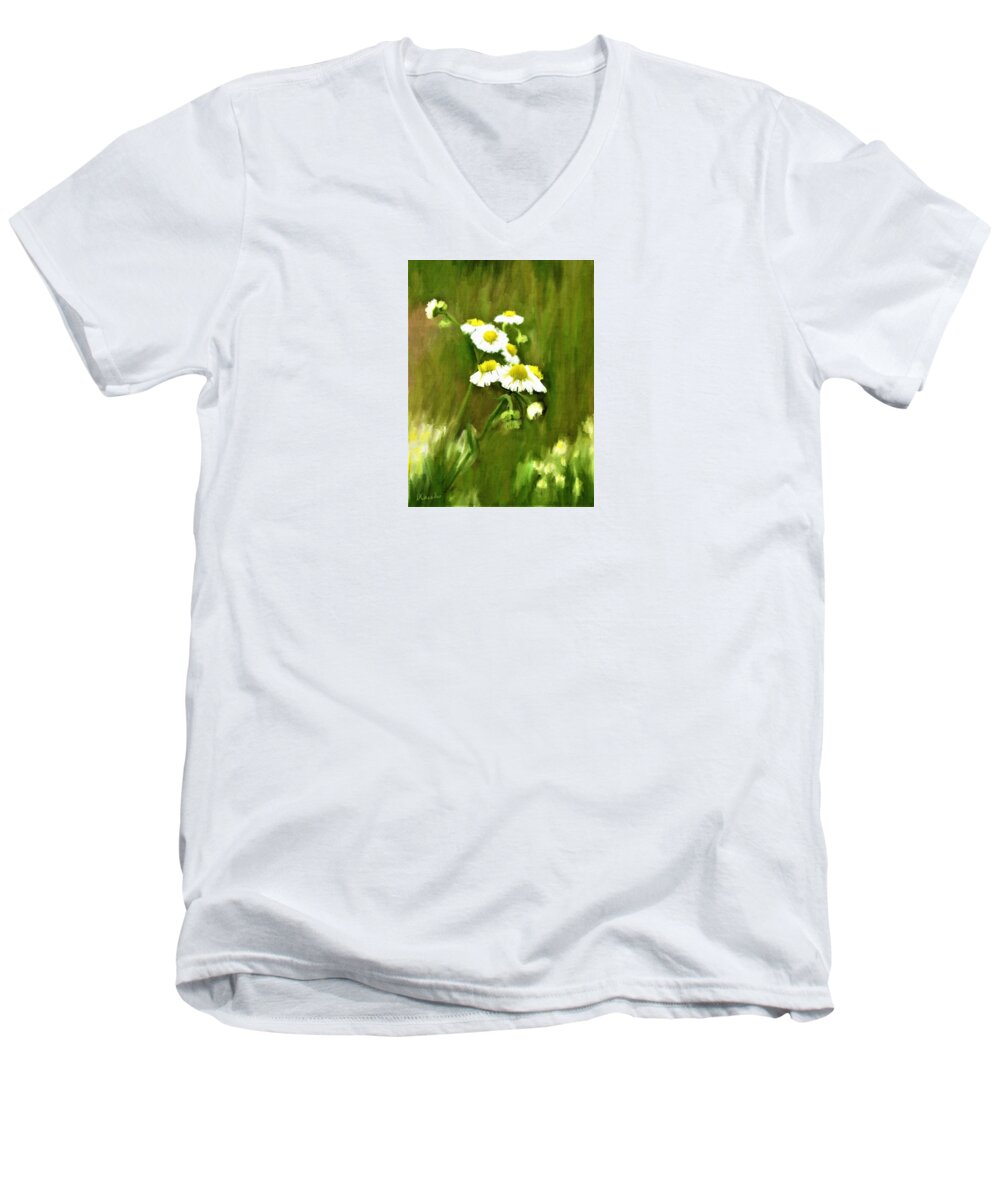 Daisies Men's V-Neck T-Shirt featuring the painting Daisies by Diane Chandler