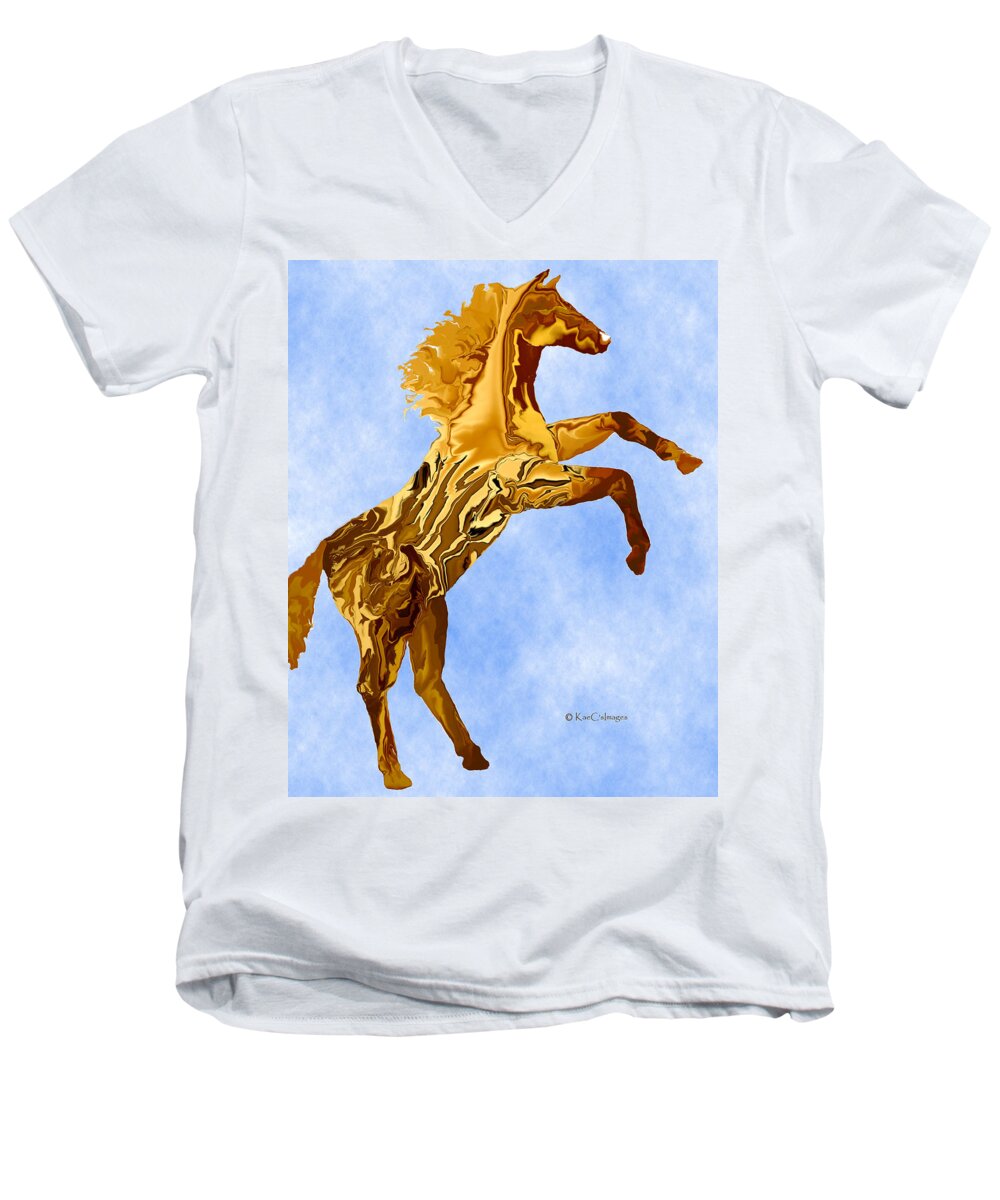 Horse Men's V-Neck T-Shirt featuring the digital art Montana Horse 2 by Kae Cheatham