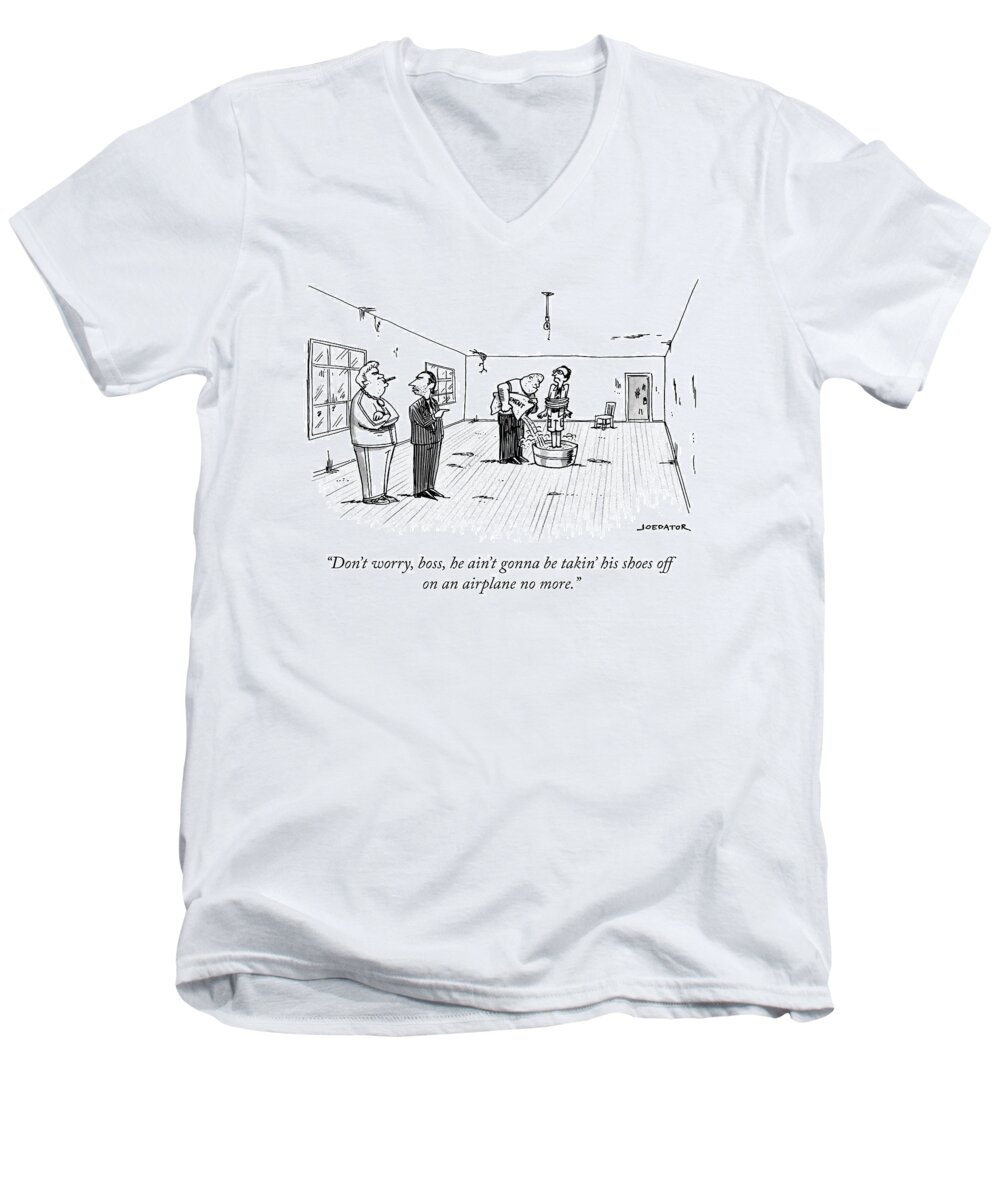 don't Worry Men's V-Neck T-Shirt featuring the drawing Don't Worry, Boss by Joe Dator